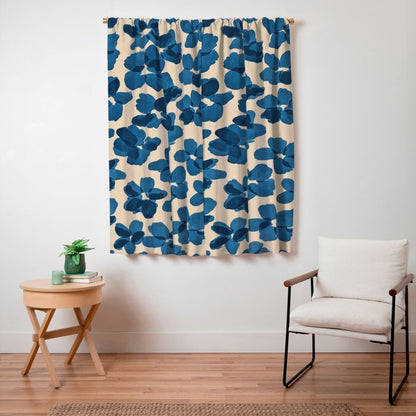 Deep Blue Flowers Window Curtain Gallery Image 3