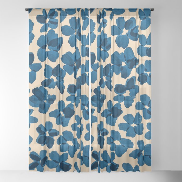 Deep Blue Flowers Window Curtain Gallery Image 22