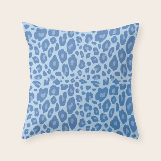 ultra bold leopard blue pastel Throw Pillow Gallery Image 1