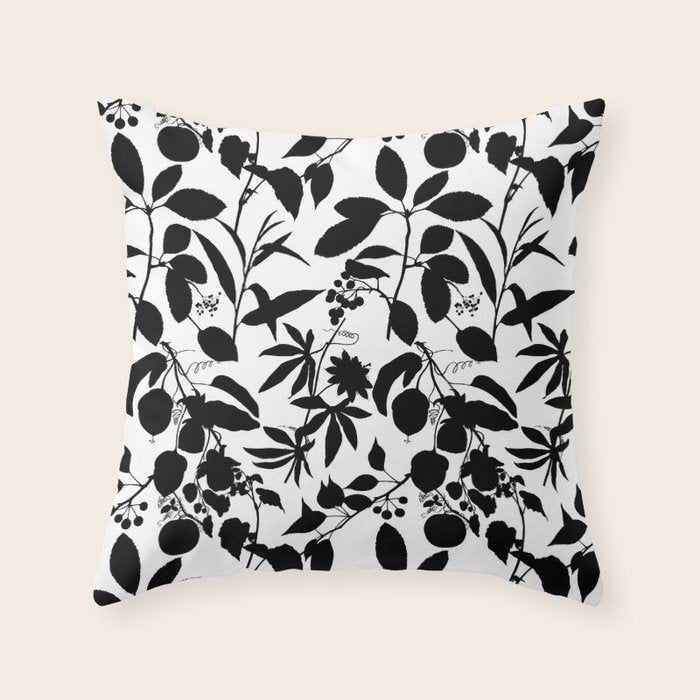 Exotic Passionflower Bold Botanical Silhouettes Throw Pillow Gallery Image 1