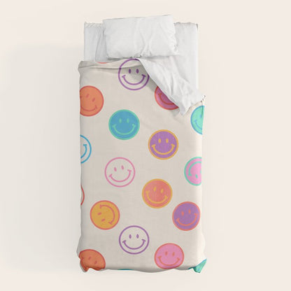 Retro Rainbow Smiling Faces Pattern Duvet Cover Gallery Image 5