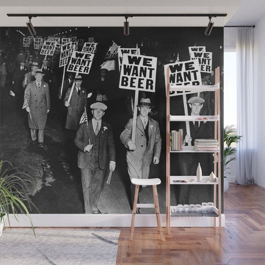We Want Beer! Protesting Against Prohibition black and white photography - photographs Wall Mural Gallery Image 1