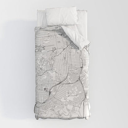 San Francisco White Map Duvet Cover Gallery Image 10