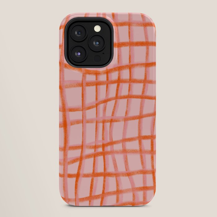 Modern abstract red and pink grids iPhone Case Gallery Image 28