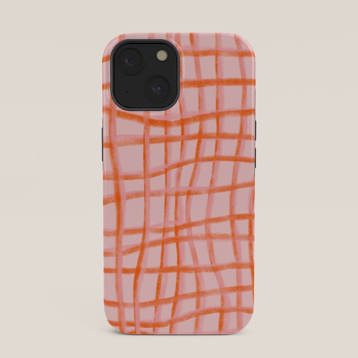 Modern abstract red and pink grids iPhone Case Gallery Image 33