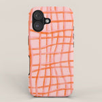 Modern abstract red and pink grids iPhone Case Gallery Image 1