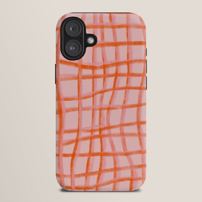 Modern abstract red and pink grids iPhone Case Gallery Image 10
