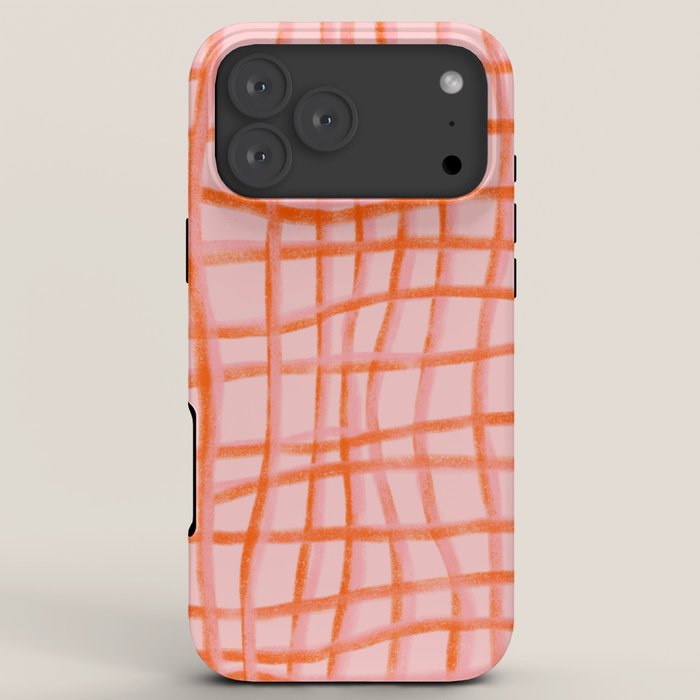 Modern abstract red and pink grids iPhone Case Gallery Image 8