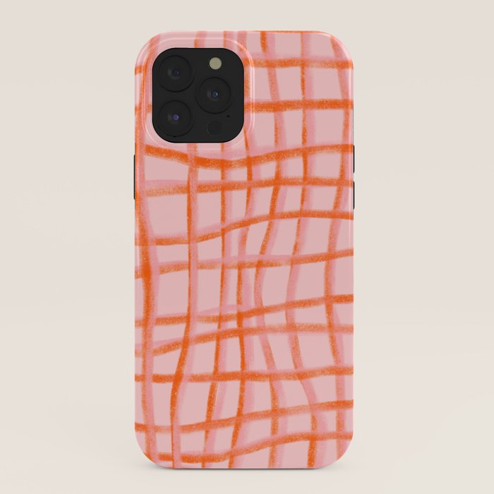 Modern abstract red and pink grids iPhone Case Gallery Image 40