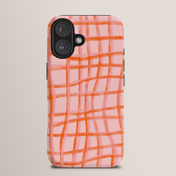 Modern abstract red and pink grids iPhone Case Gallery Image 13