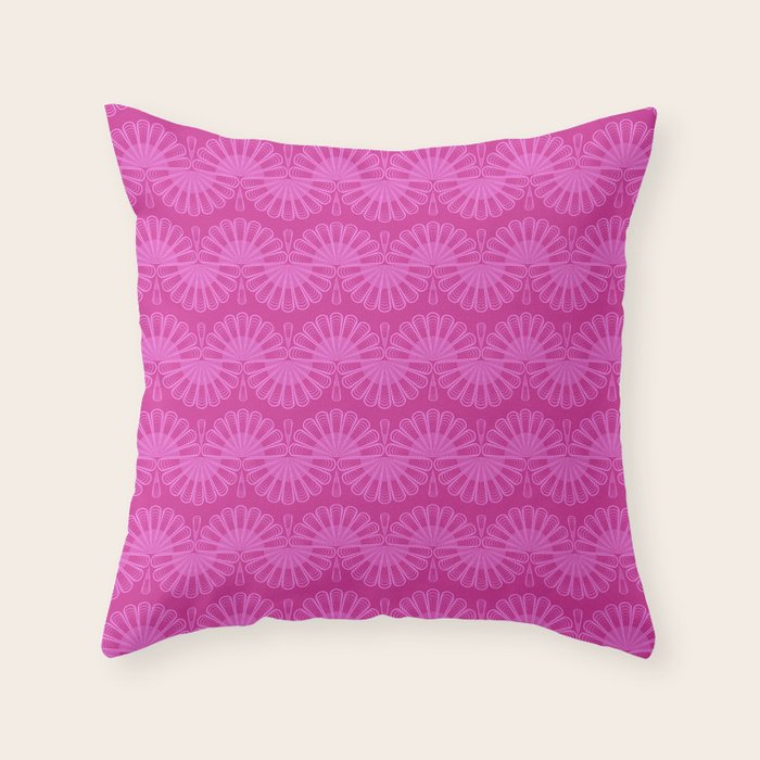 Pink neon bright geometric pattern Throw Pillow Gallery Image 4