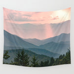 Smoky Mountain Pastel Sunset Wall Tapestry Gallery Image 1