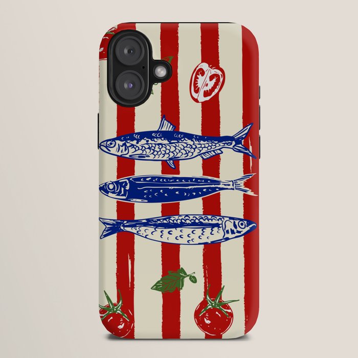 Sardines and Tomato Mediterranean Doodle iPhone Case Gallery Image 10