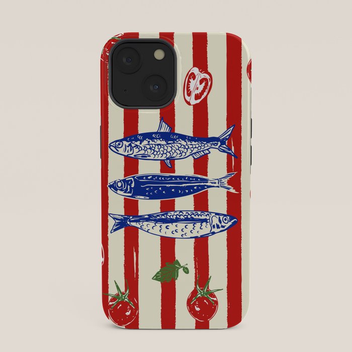 Sardines and Tomato Mediterranean Doodle iPhone Case Gallery Image 33