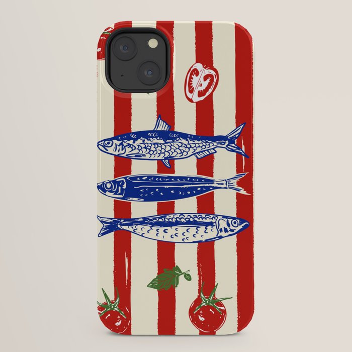 Sardines and Tomato Mediterranean Doodle iPhone Case Gallery Image 22