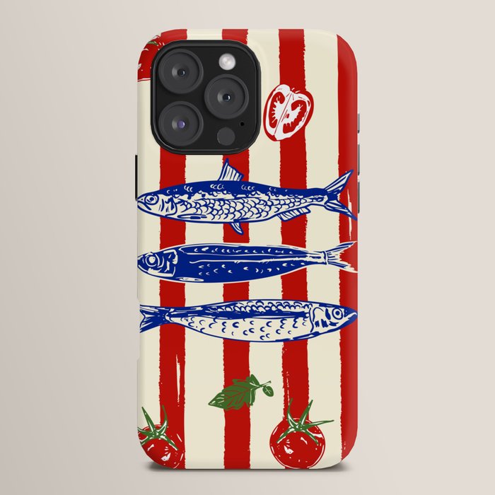 Sardines and Tomato Mediterranean Doodle iPhone Case Gallery Image 16