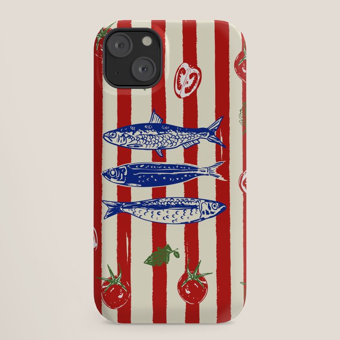 Sardines and Tomato Mediterranean Doodle iPhone Case Gallery Image 18