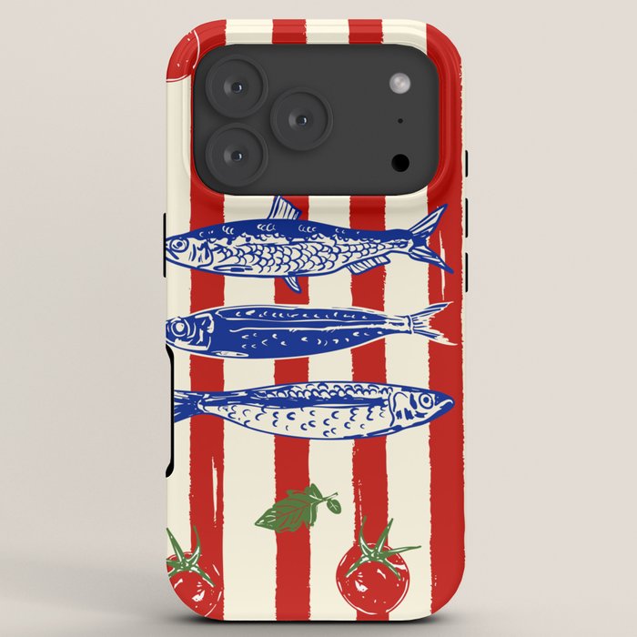 Sardines and Tomato Mediterranean Doodle iPhone Case Gallery Image 7