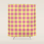 Gingham Large Pink Orange Yellow Shower Curtain Gallery Image 1