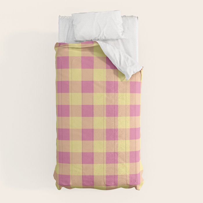 Gingham Large Pink Orange Yellow Comforter Gallery Image 5