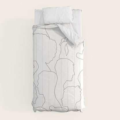 Black and white diverse people crowd pattern Comforter Gallery Image 10