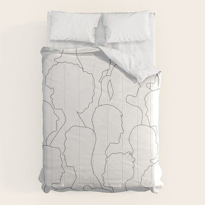 Black and white diverse people crowd pattern Comforter Gallery Image 6