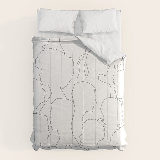 Black and white diverse people crowd pattern Comforter Gallery Image 1