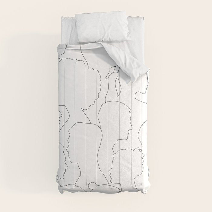 Black and white diverse people crowd pattern Comforter Gallery Image 9