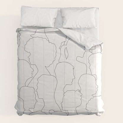 Black and white diverse people crowd pattern Comforter Gallery Image 7