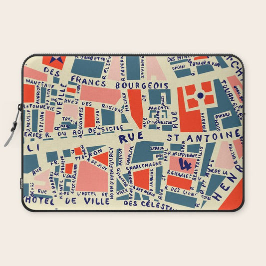 paris map blue Laptop Sleeve Gallery Image 2