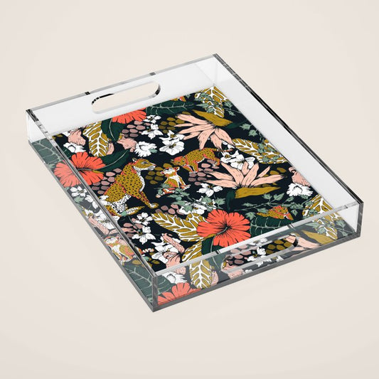 Animal print dark jungle Acrylic Tray Gallery Image 1