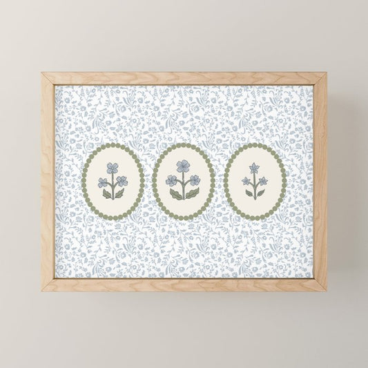 Ditsy Block Print Floral Tryptich Mini Art Print Gallery Image 1