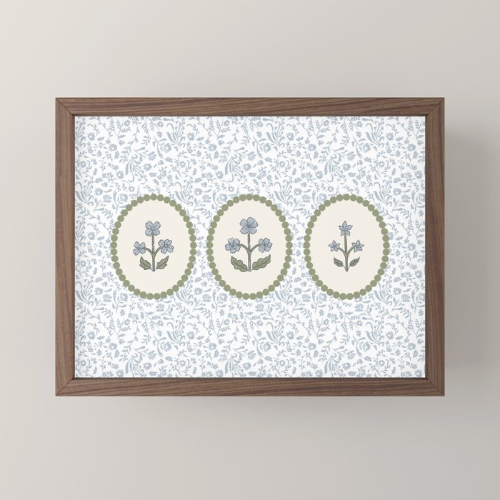 Ditsy Block Print Floral Tryptich Mini Art Print Gallery Image 2