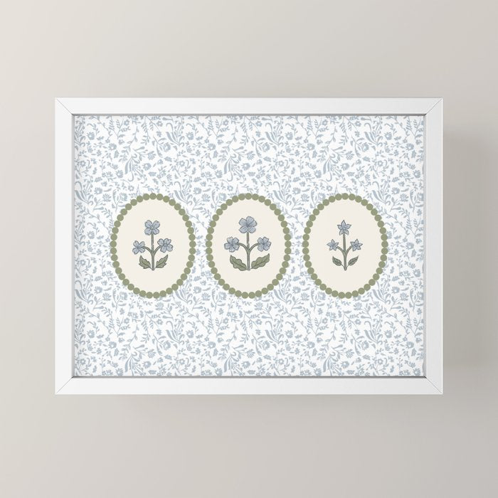 Ditsy Block Print Floral Tryptich Mini Art Print Gallery Image 4