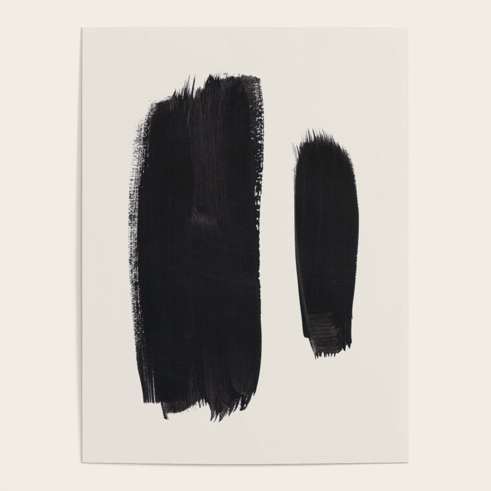 Mid Century Modern Minimalist Abstract Art Brush Strokes Black & White Ink Art Brush Strokes Poster Gallery Image 2