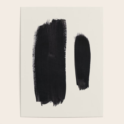 Mid Century Modern Minimalist Abstract Art Brush Strokes Black & White Ink Art Brush Strokes Poster Gallery Image 2