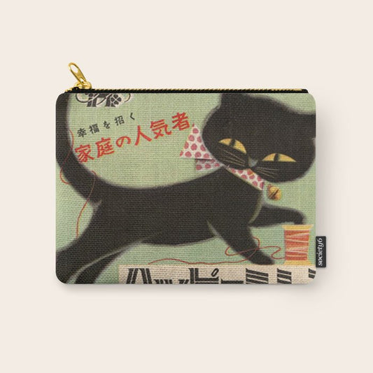 Vintage Japanese Black Cat Carry All Pouch Gallery Image 1
