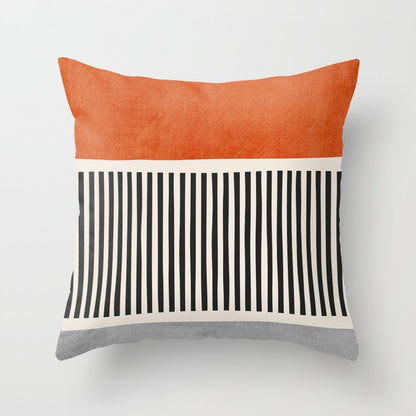 Orange Gray Black Modern Minimalism Artwork Throw Pillow Gallery Image 5