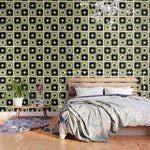 Mid Century Modern Scandinavian Pattern 592 Black and Chartreuse Wallpaper Gallery Image 1
