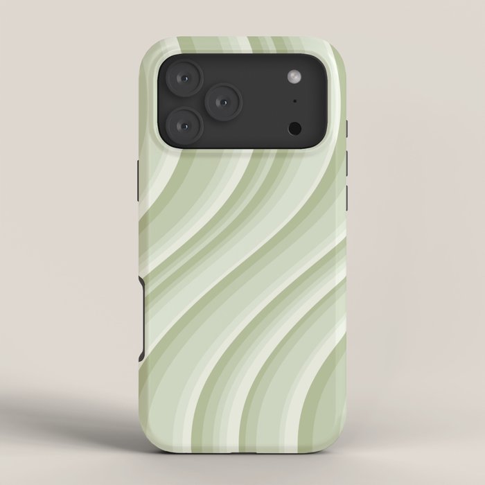 Wavy Stripes XXI - Pastel Natural Green iPhone Case Gallery Image 4