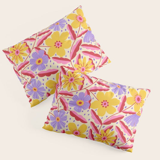 Flower Garden - Yellow & Purple Pillow Sham Gallery Image 1