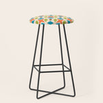 Mid Century Modern Abstract Star Dot Pattern 441 Orange Brown Turquoise Chartreuse Stool Gallery Image 1