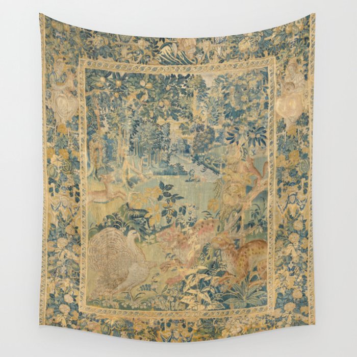 Antique 17th Century Gamepark French Aubusson Tapestry Wall Tapestry Gallery Image 3