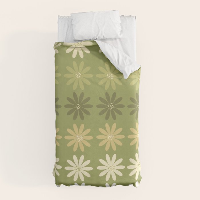 Ombre Abstract Daisies on Olive Green Duvet Cover Gallery Image 5