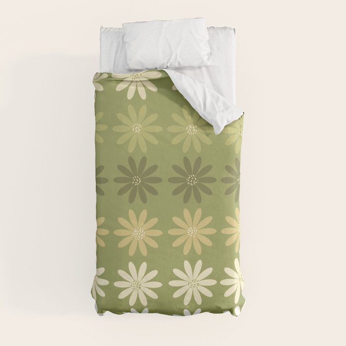 Ombre Abstract Daisies on Olive Green Duvet Cover Gallery Image 4