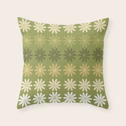 Ombre Abstract Daisies on Olive Green Throw Pillow Gallery Image 4