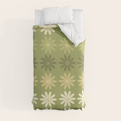 Ombre Abstract Daisies on Olive Green Duvet Cover Gallery Image 9