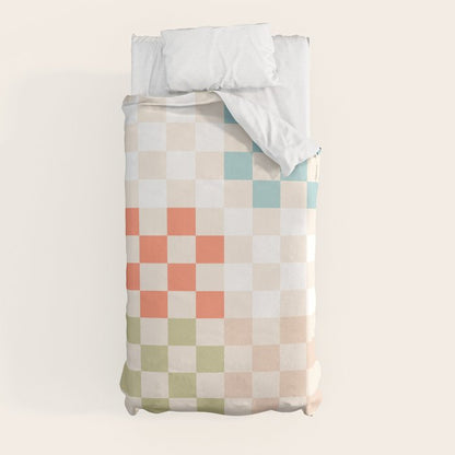Retro Pastel Check Pattern Duvet Cover Gallery Image 4