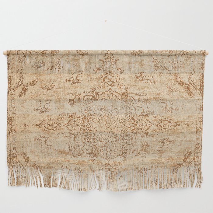 Oriental Style Antique Persian Vintage Rug Beige Wall Hanging Gallery Image 1