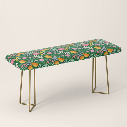 Colorful vintage flower garden art pattern Bench Gallery Image 2